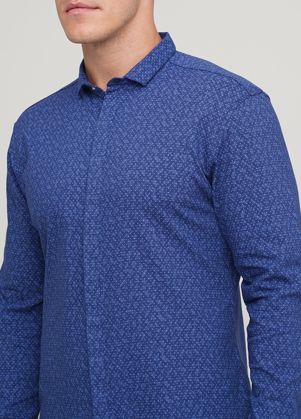 Синяя кэжуал рубашка с абстрактным узором Trend Collection