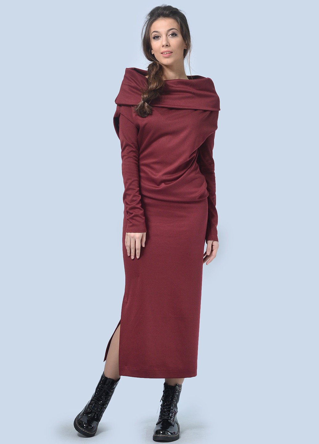 Бордовое кэжуал платье Agata Webers однотонное