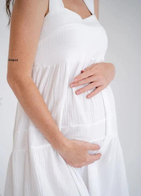 Мусліновий сарафан для вагітних регульовані бретельки хакі To Be (238473629)