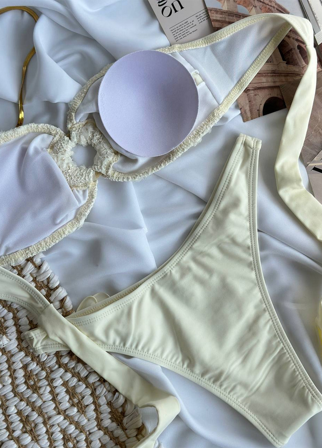 Молочный летний раздельный купальник (лиф, трусики) бандо, раздельный NOVA VEGA