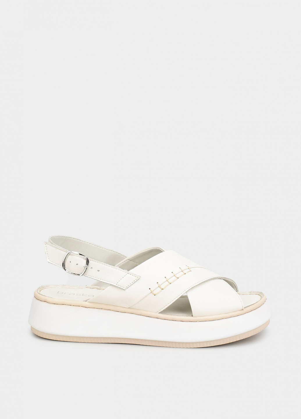 Бежевые босоножки Braska с ремешком с белой подошвой