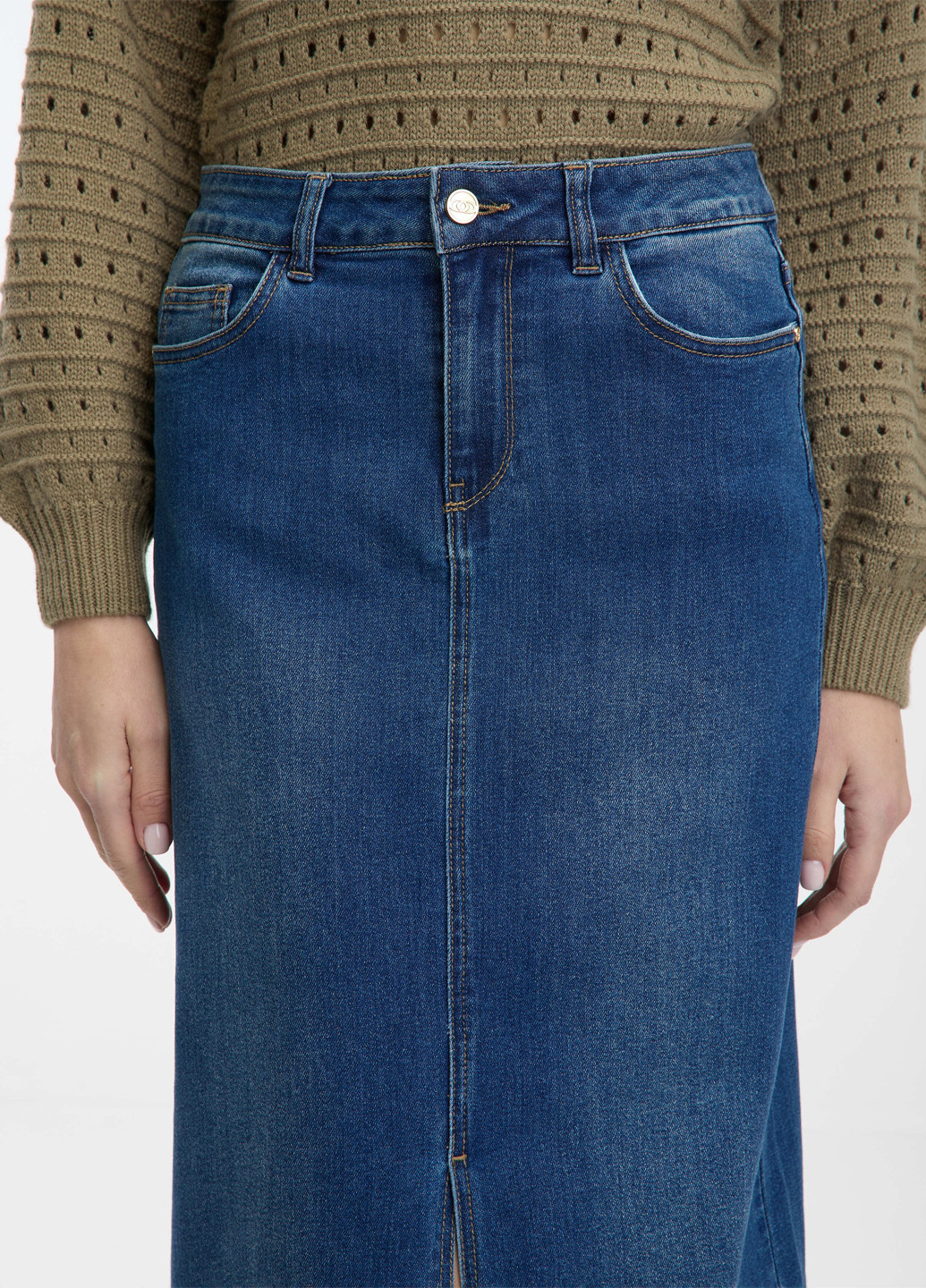 Темно-синяя джинсовая однотонная юбка Orsay карандаш