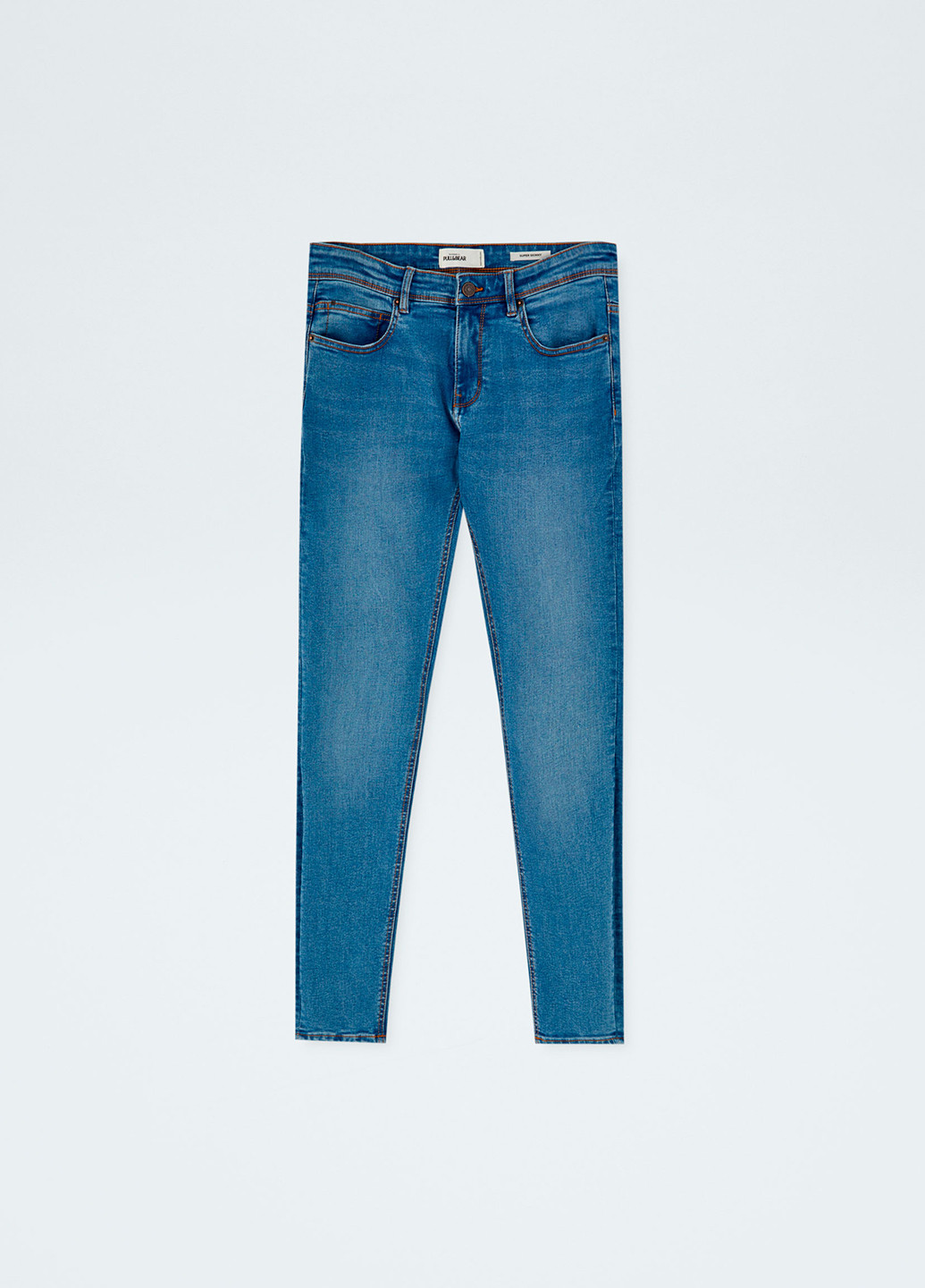 Голубые демисезонные скинни джинсы Pull & Bear