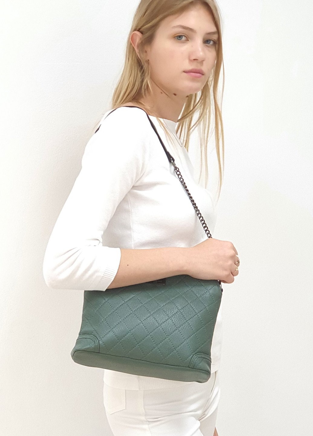 на плече жіноча шкіряна маленька зелена 13829 Fashion сумка (225899821)