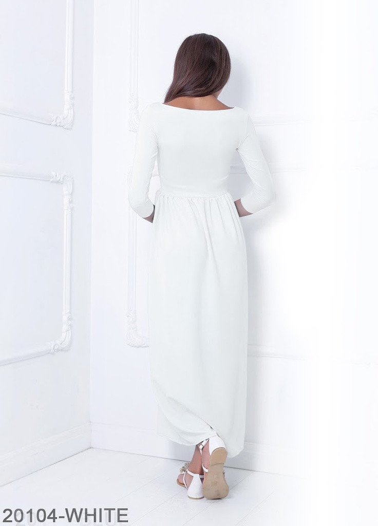 Білий кежуал яскраве літнє плаття-максі з рукавом три чверті delise Podium однотонна