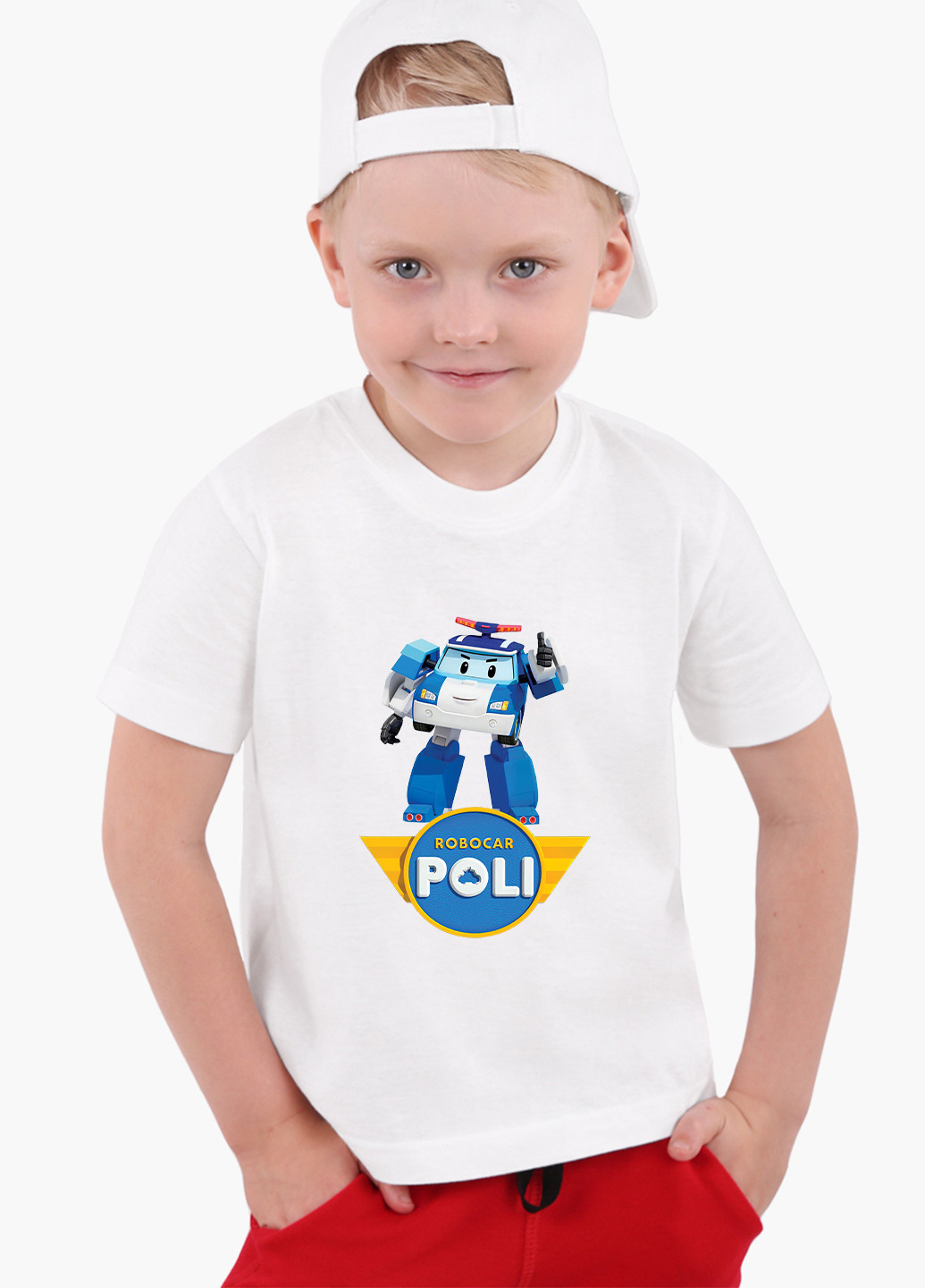 Белая демисезонная футболка детская робокар поли (robocar poli)(9224-1620) MobiPrint