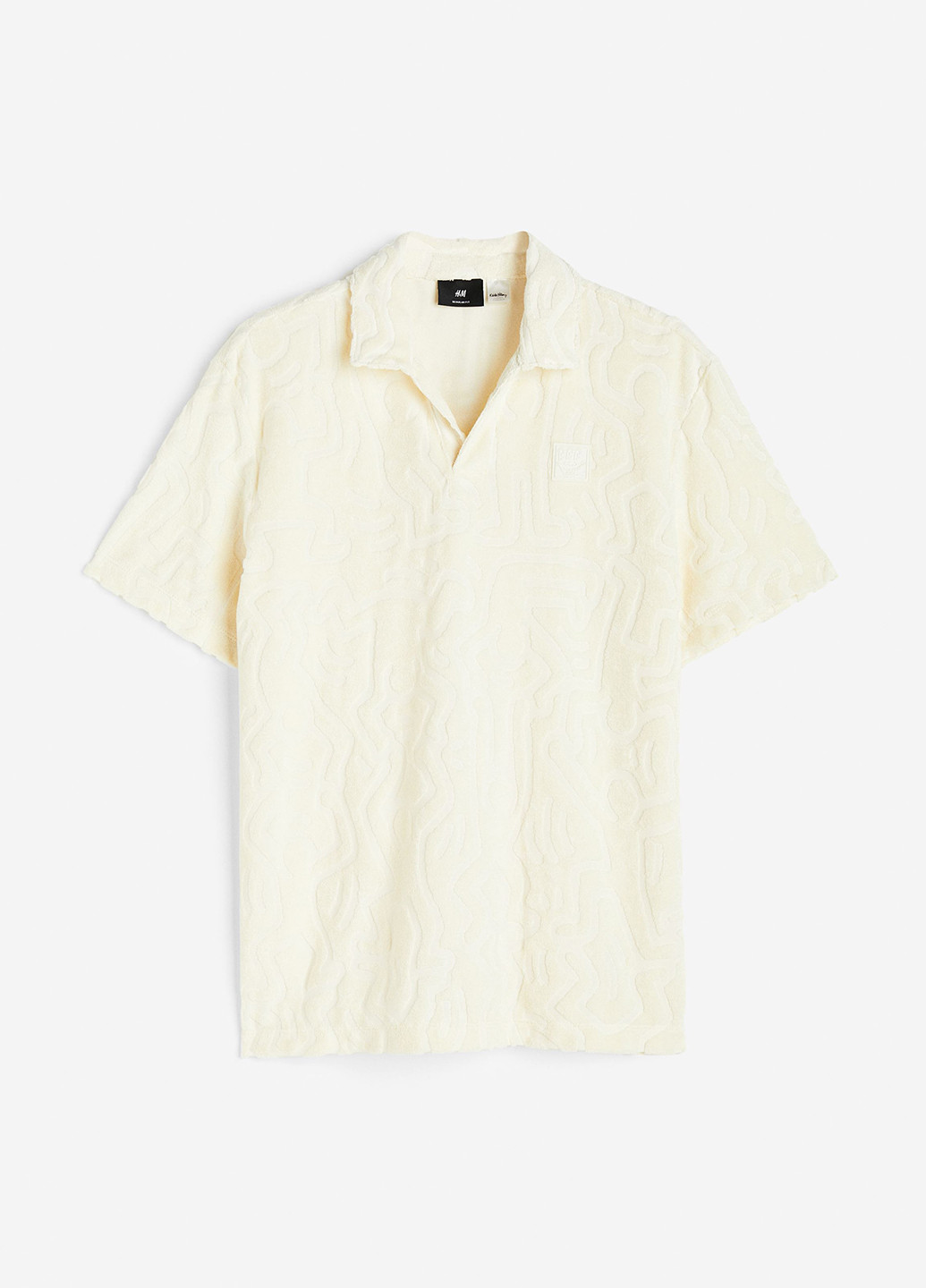 Кремовая футболка-поло для мужчин H&M однотонная