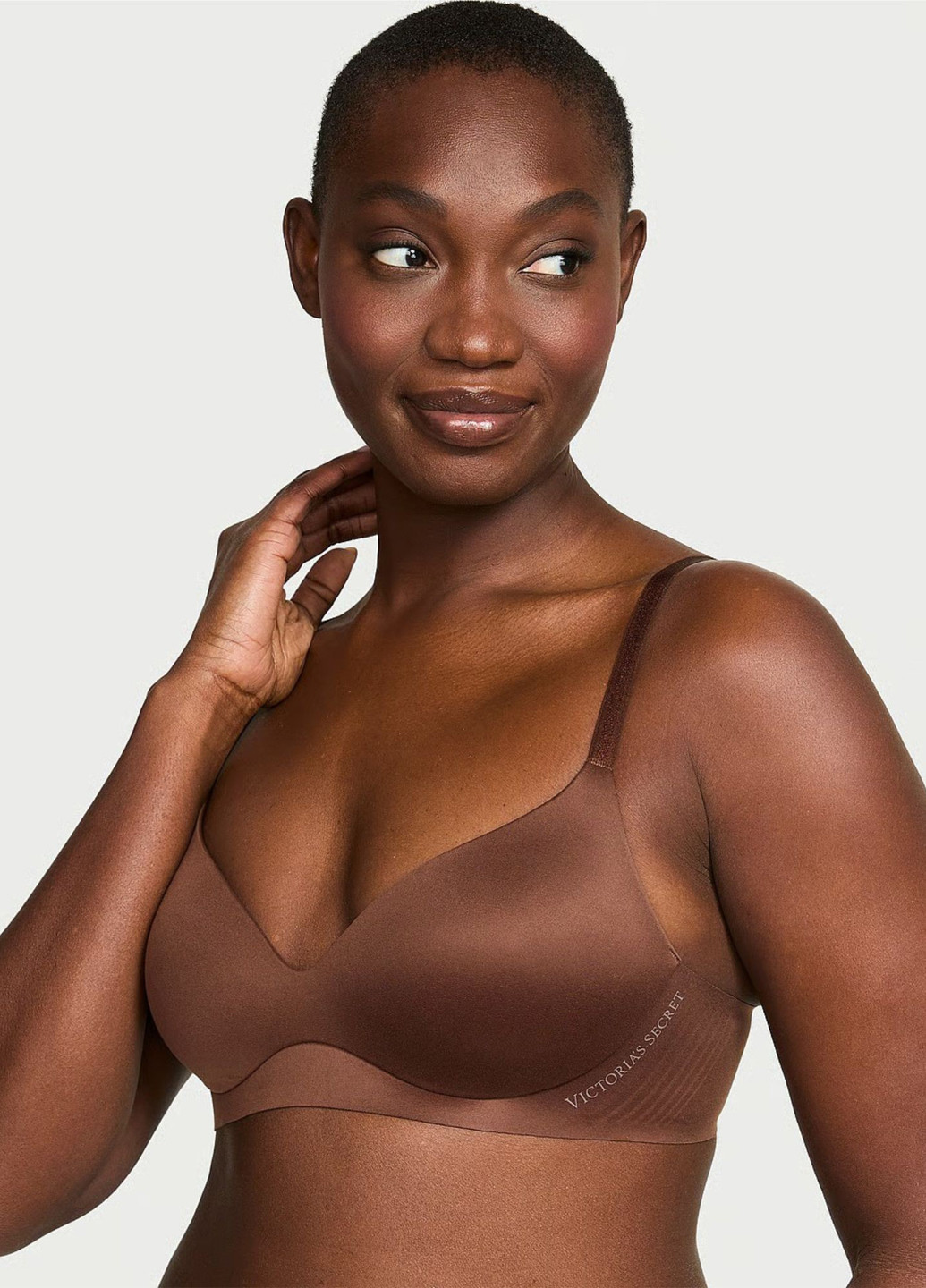 Коричневый бесшовный бюстгальтер Victoria's Secret без косточек полиамид