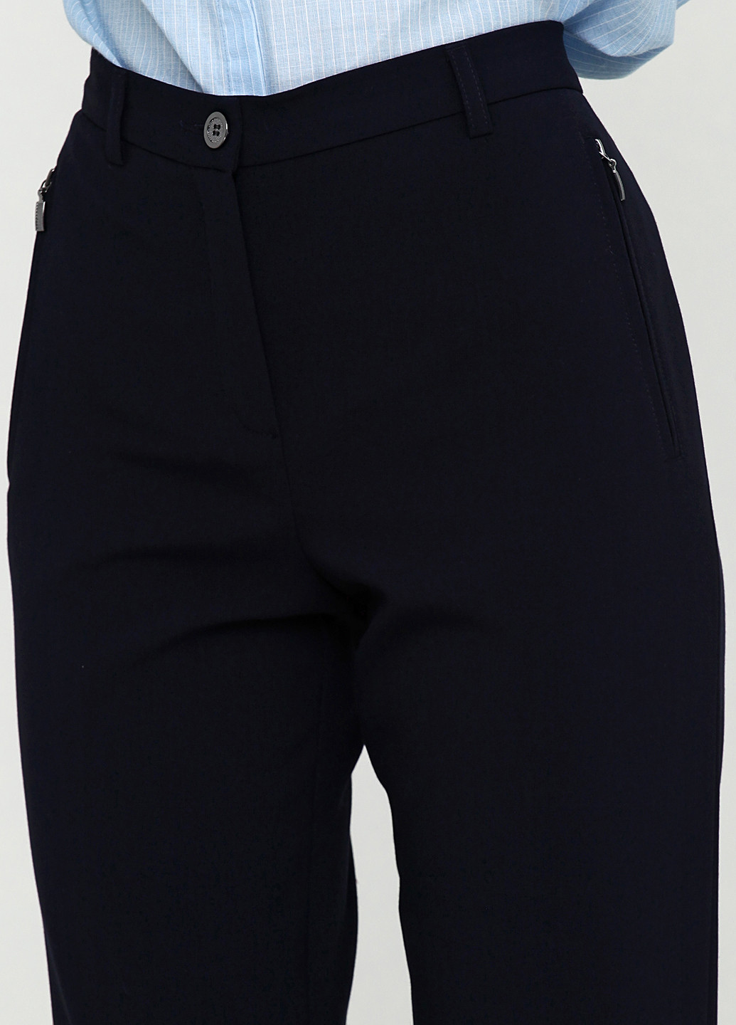 Темно-синие классические демисезонные зауженные брюки BRANDTEX CLASSIC
