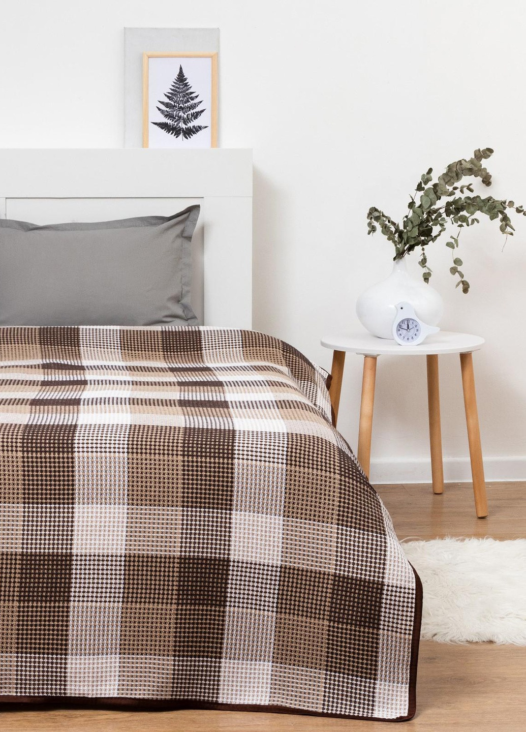 Покривало бавовняне 140х200 бежево-коричневе Vladi (254002000)