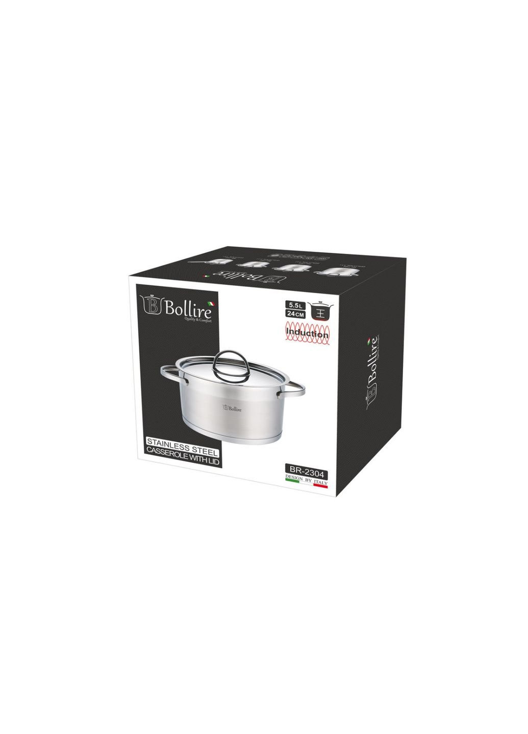 Кастрюля с крышкой BR-2304 5,5 л 24х13,5 см Bollire (253543581)