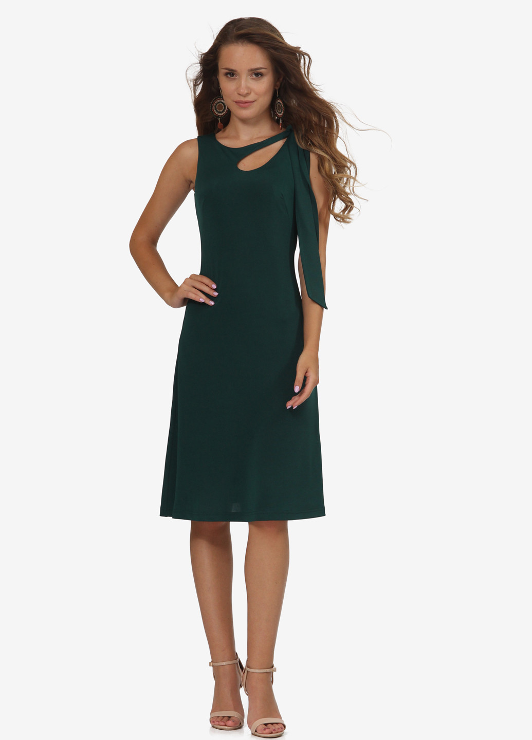Темно-зелена кежуал сукня, сукня кльош Agata Webers однотонна