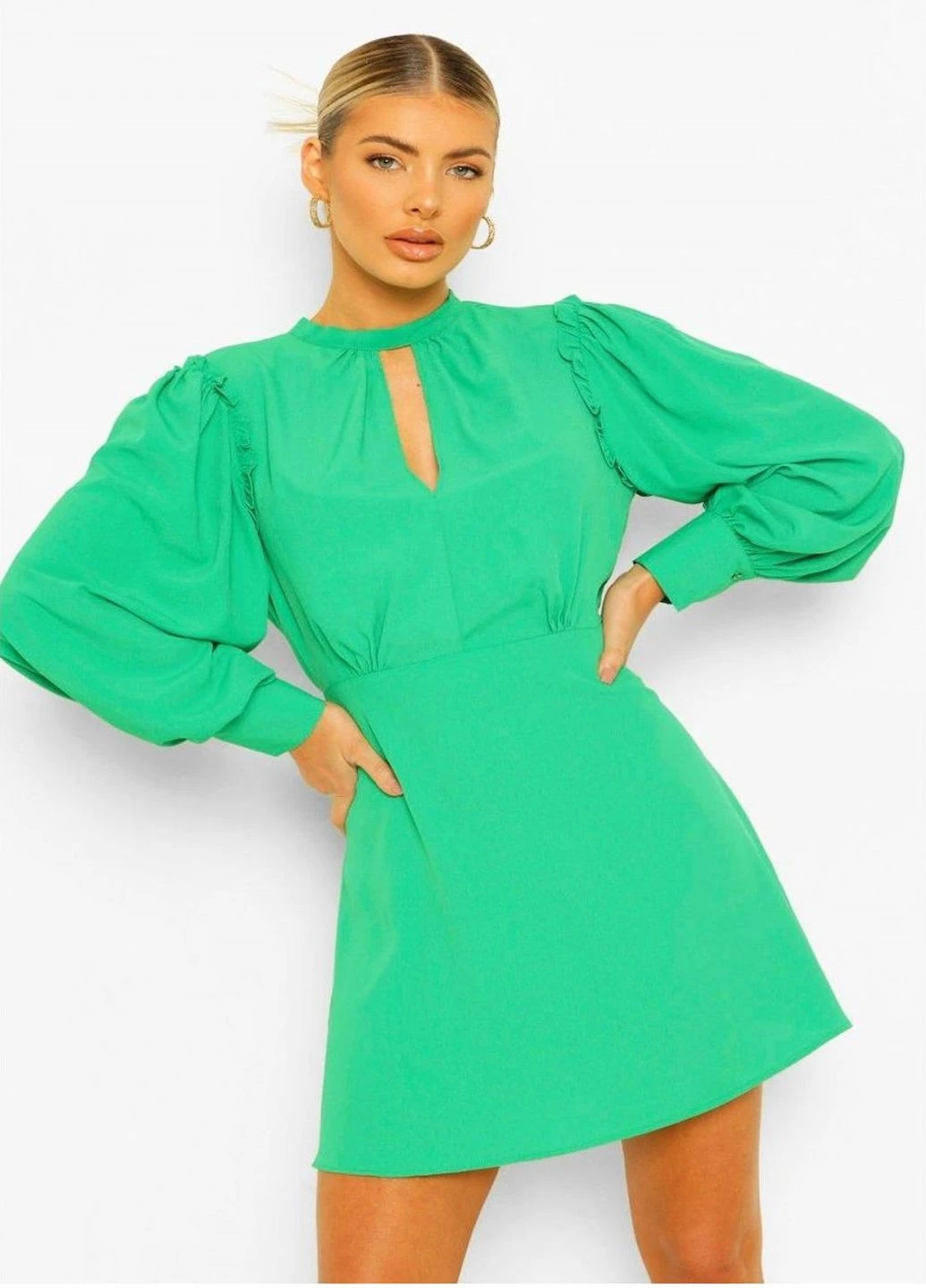 Зеленое кэжуал платье Boohoo однотонное