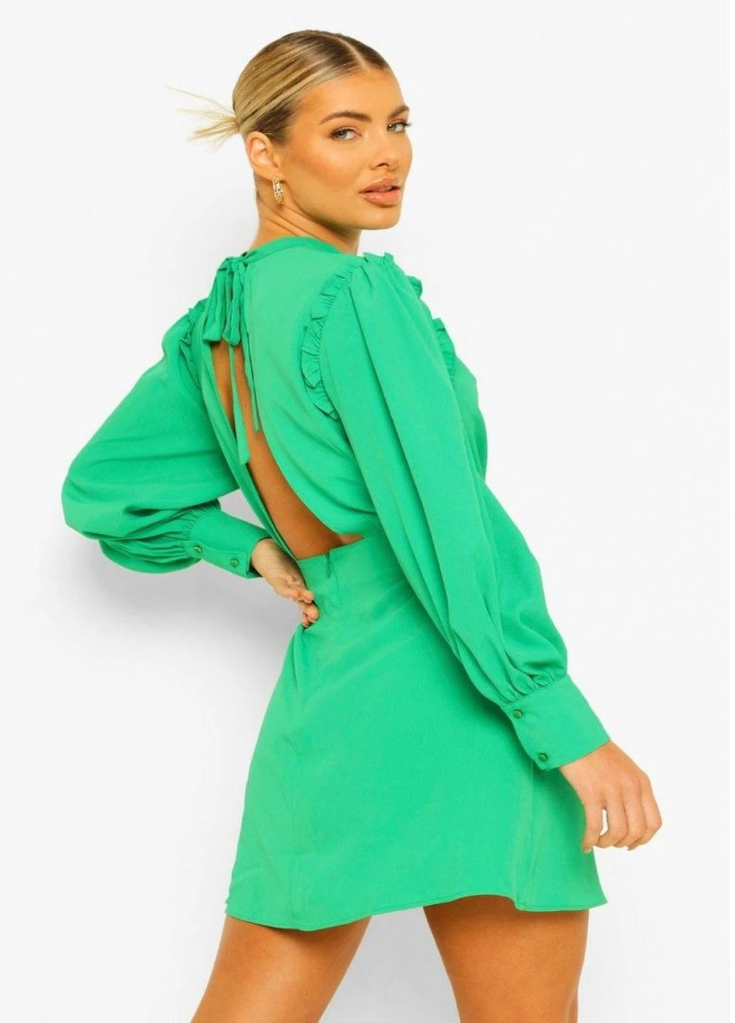 Зеленое кэжуал платье Boohoo однотонное