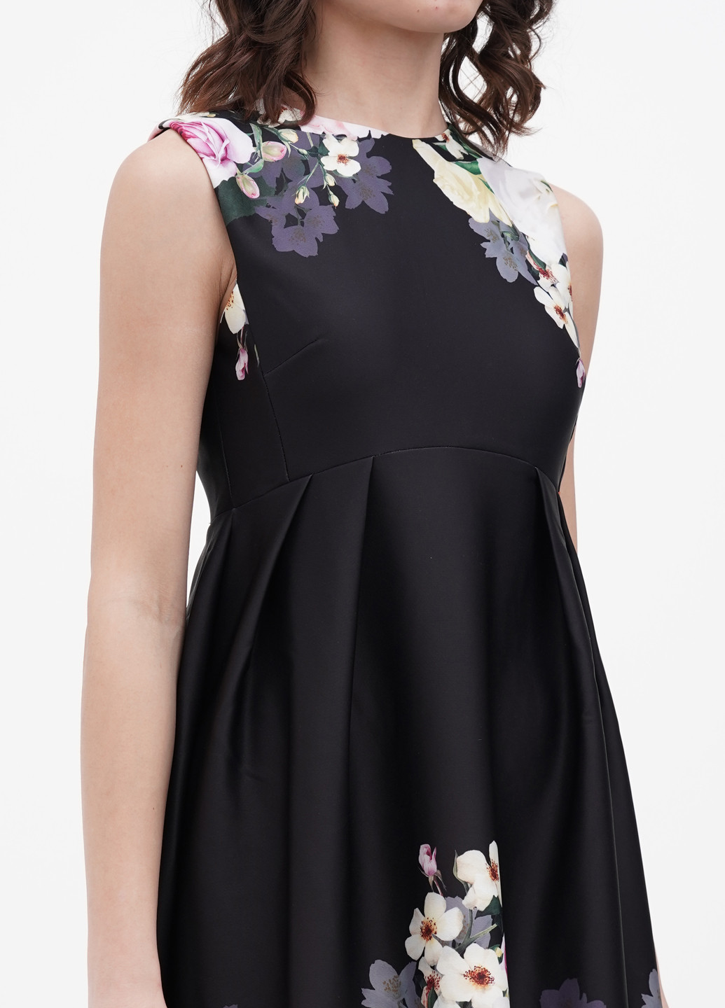Чорна кежуал сукня кльош True Violet з квітковим принтом