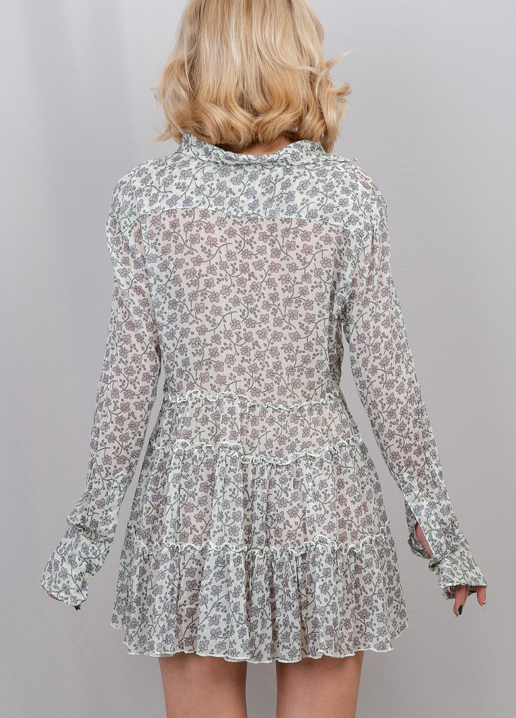 Светло-серое кэжуал платье рубашка Ralph Lauren с цветочным принтом