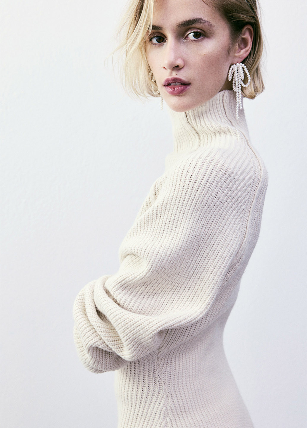 Кремова кежуал сукня сукня светр H&M однотонна