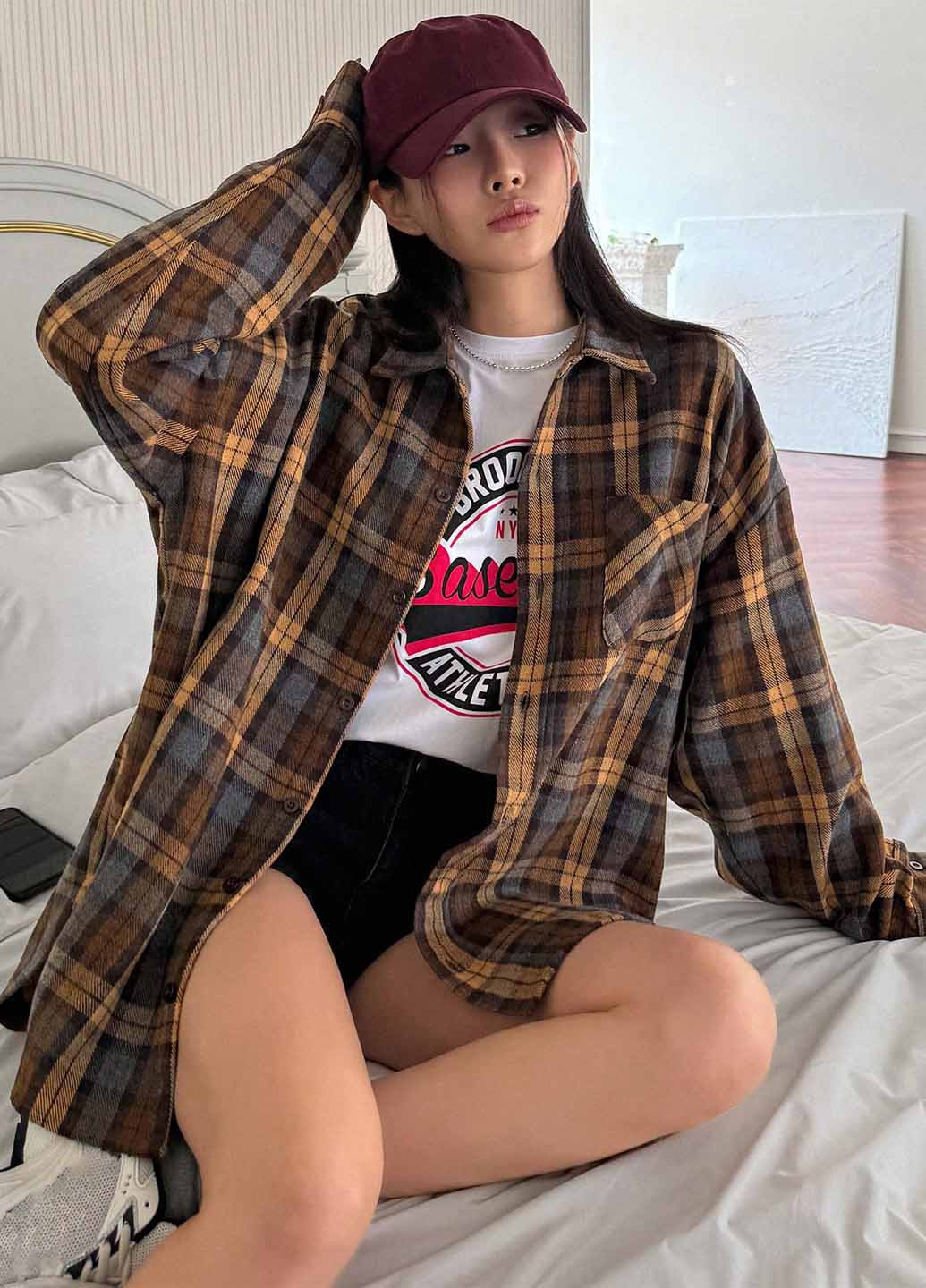 Цветная кэжуал рубашка в клетку SHEIN