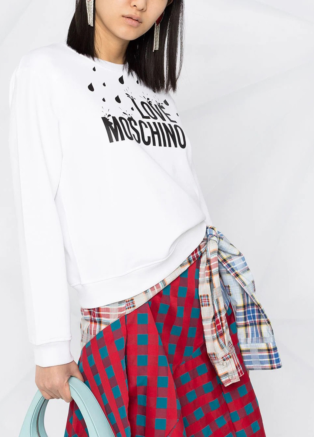 Свитшот Love Moschino - Прямой крой логотип белый кэжуал хлопок, трикотаж - (253115876)