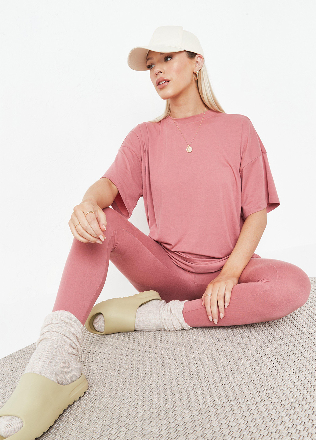Рожевий літній комплект (футболка, легінси) Missguided