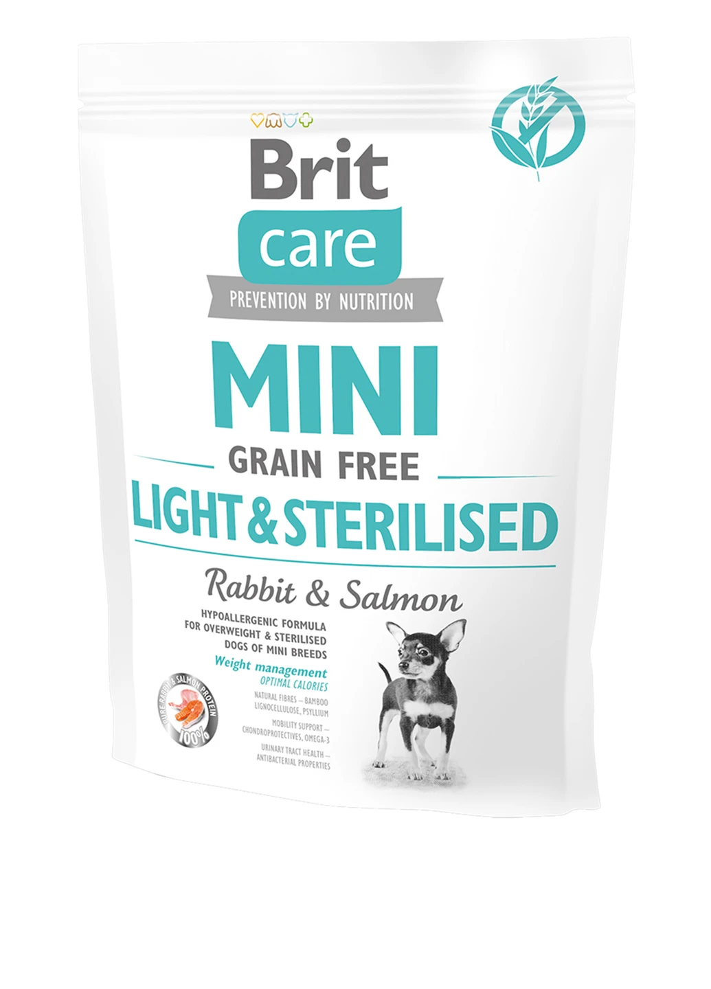 Сухой корм Care Mini Light & Sterilised, для взрослых собак миниатюрных пород с избыточным весом или стерилизованных, 0,4 кг Brit Care (136945962)