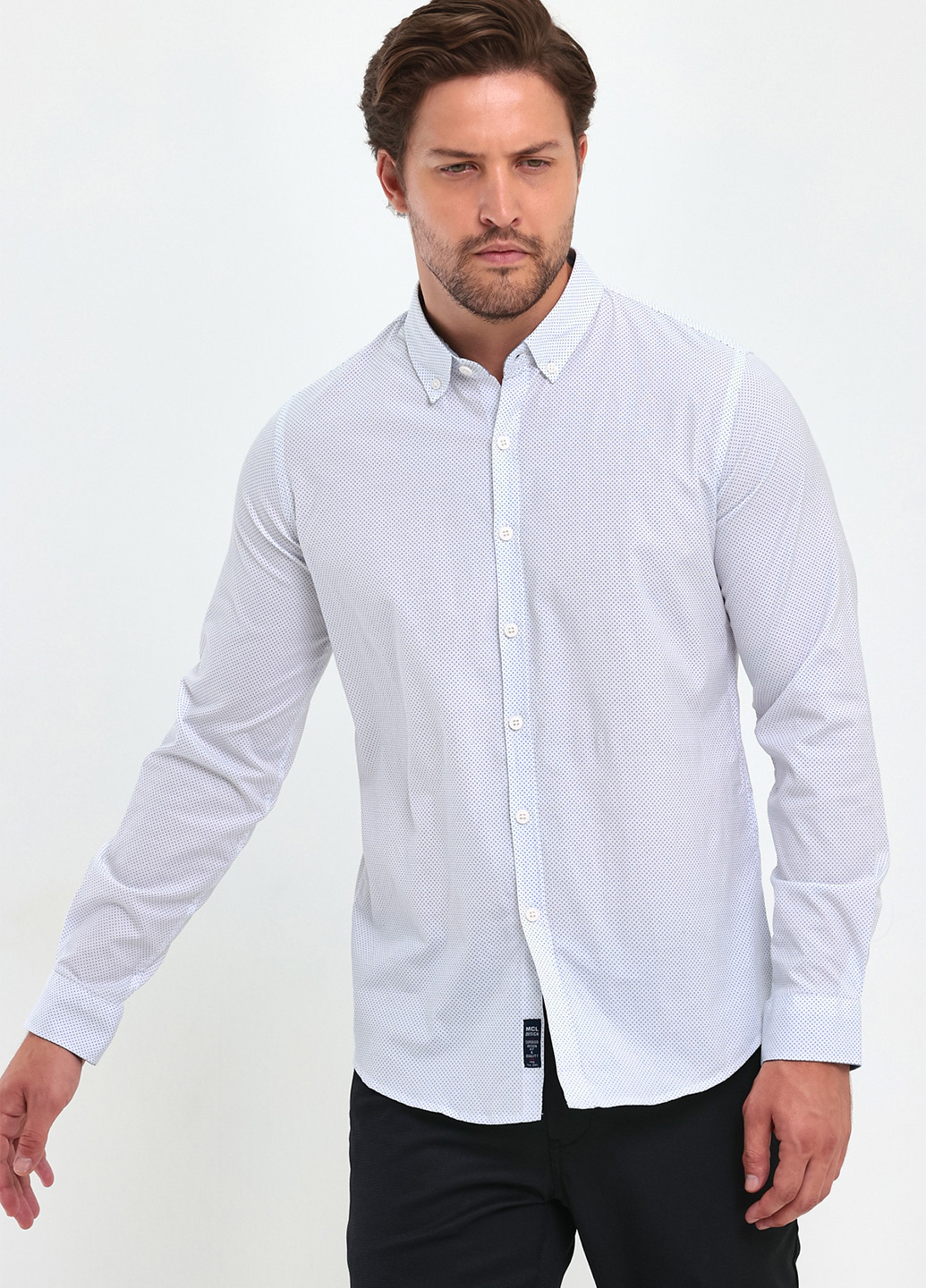 Белая классическая рубашка в горошек Trend Collection