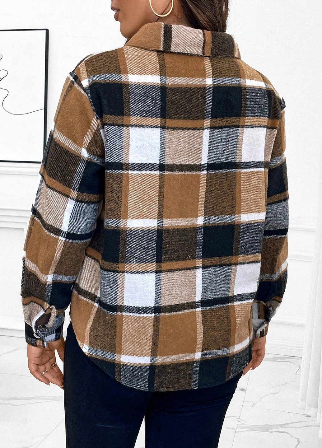 Коричневая кэжуал рубашка в клетку SHEIN