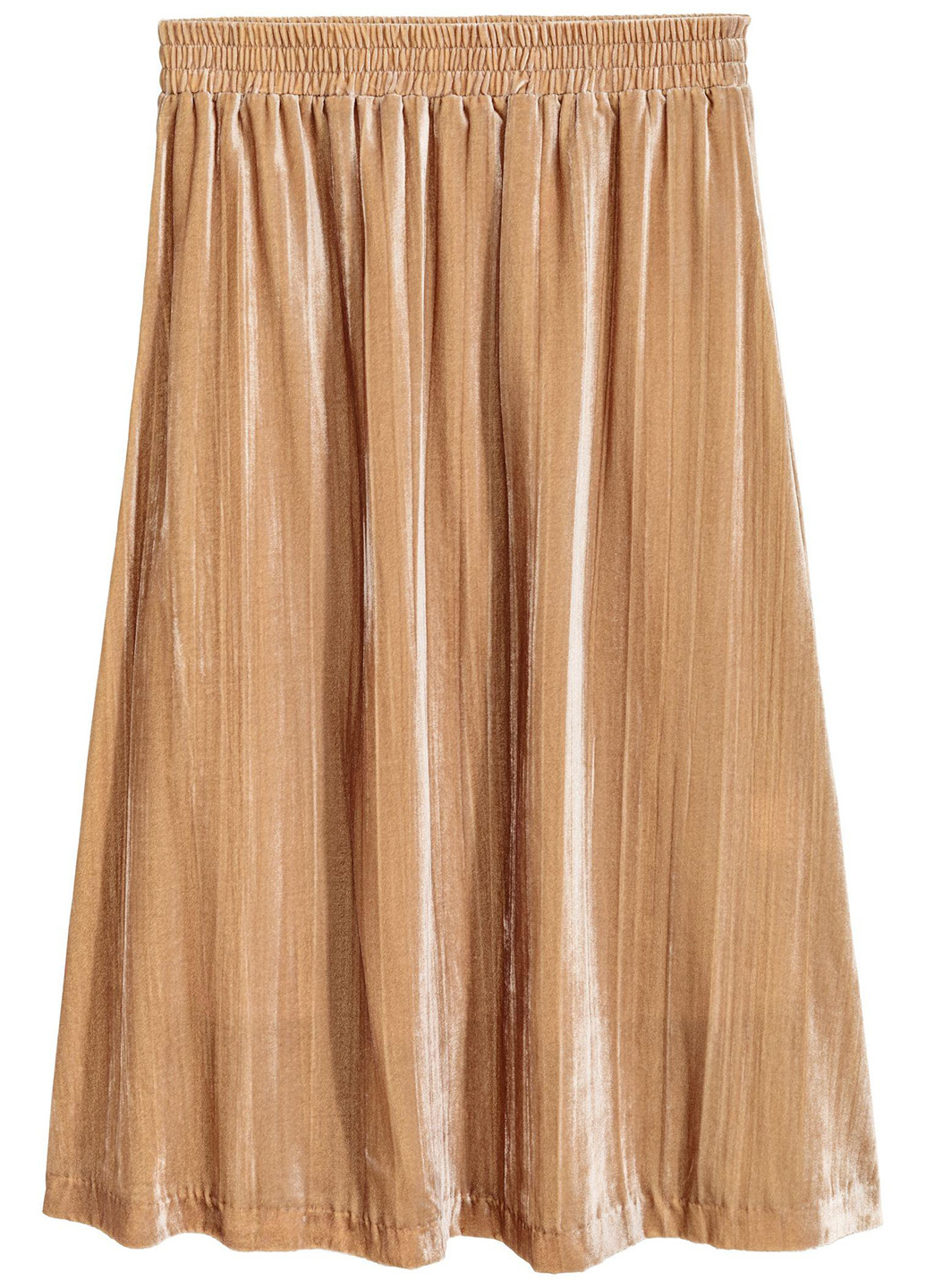 Темно-бежевая кэжуал однотонная юбка H&M плиссе, клешированная