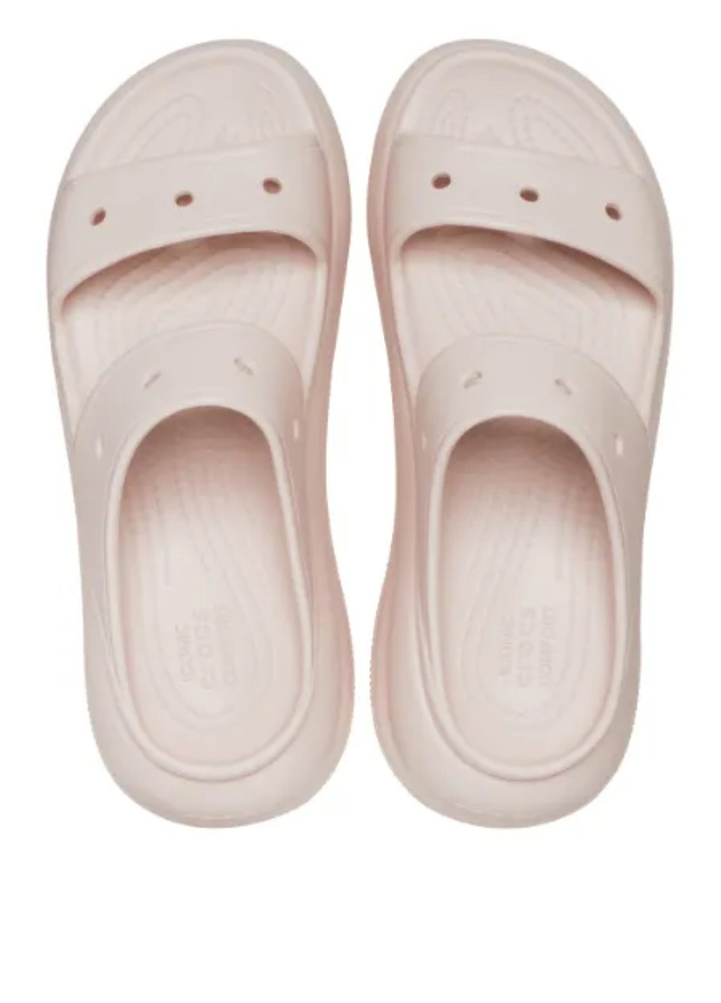 Пудровые шлепанцы Crocs с перфорацией