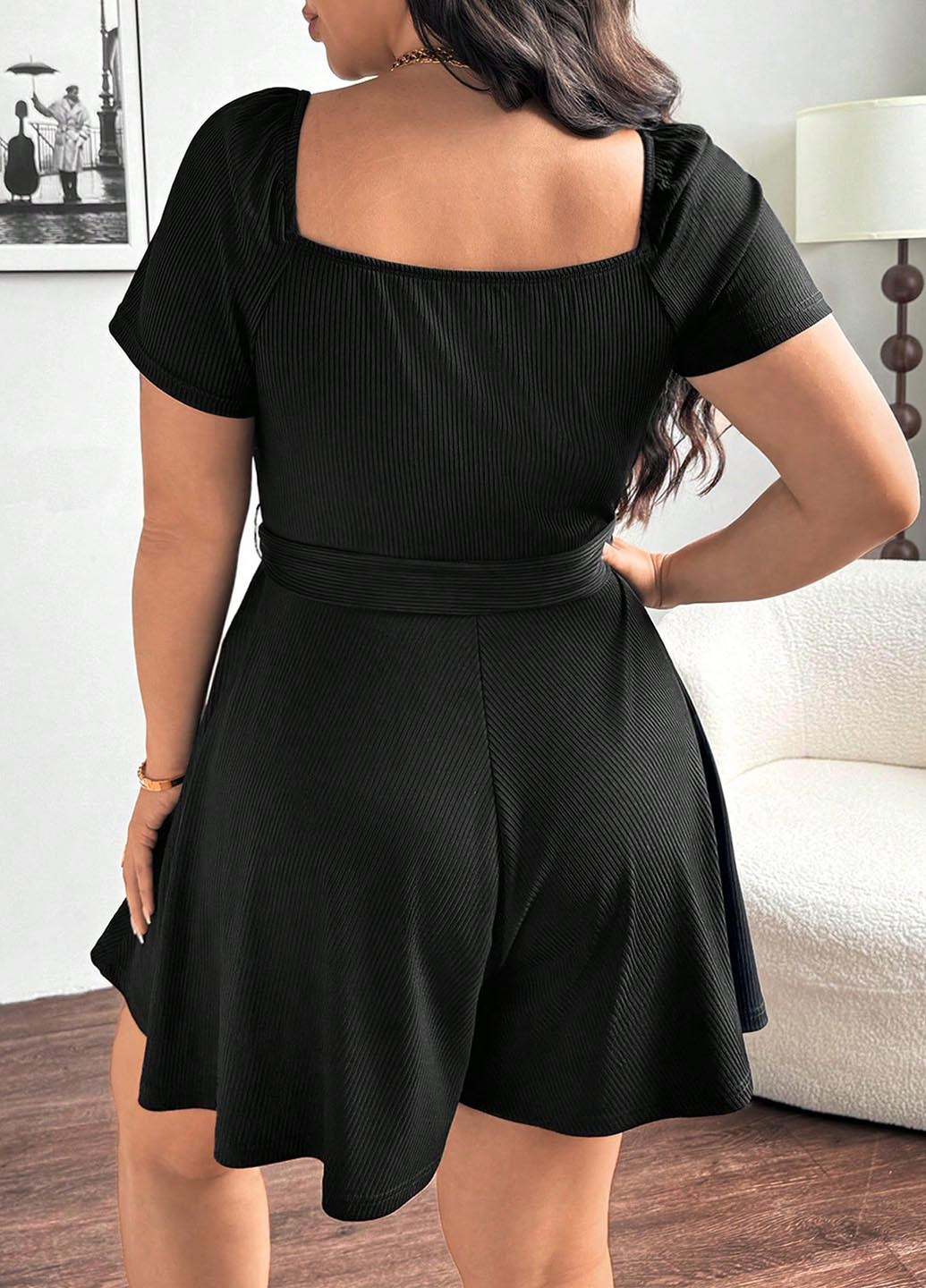 Комбінезон SHEIN комбінезон-шорти однотонний чорний кежуал поліестер, трикотаж