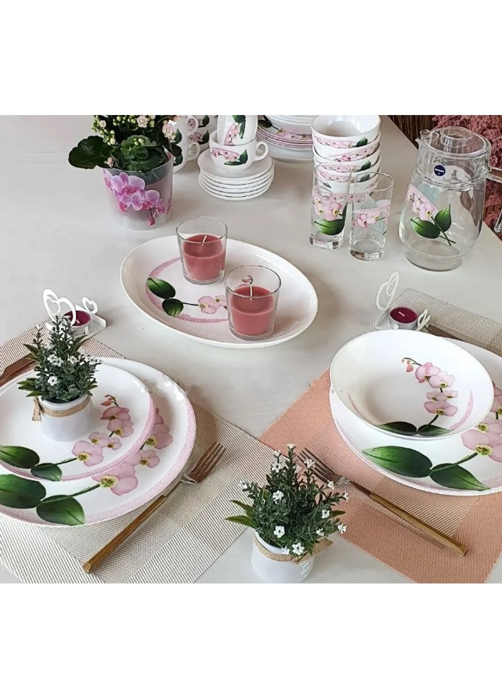 Столовий сервіз Diwali Pink Orchid 46 предметів Luminarc (254453740)