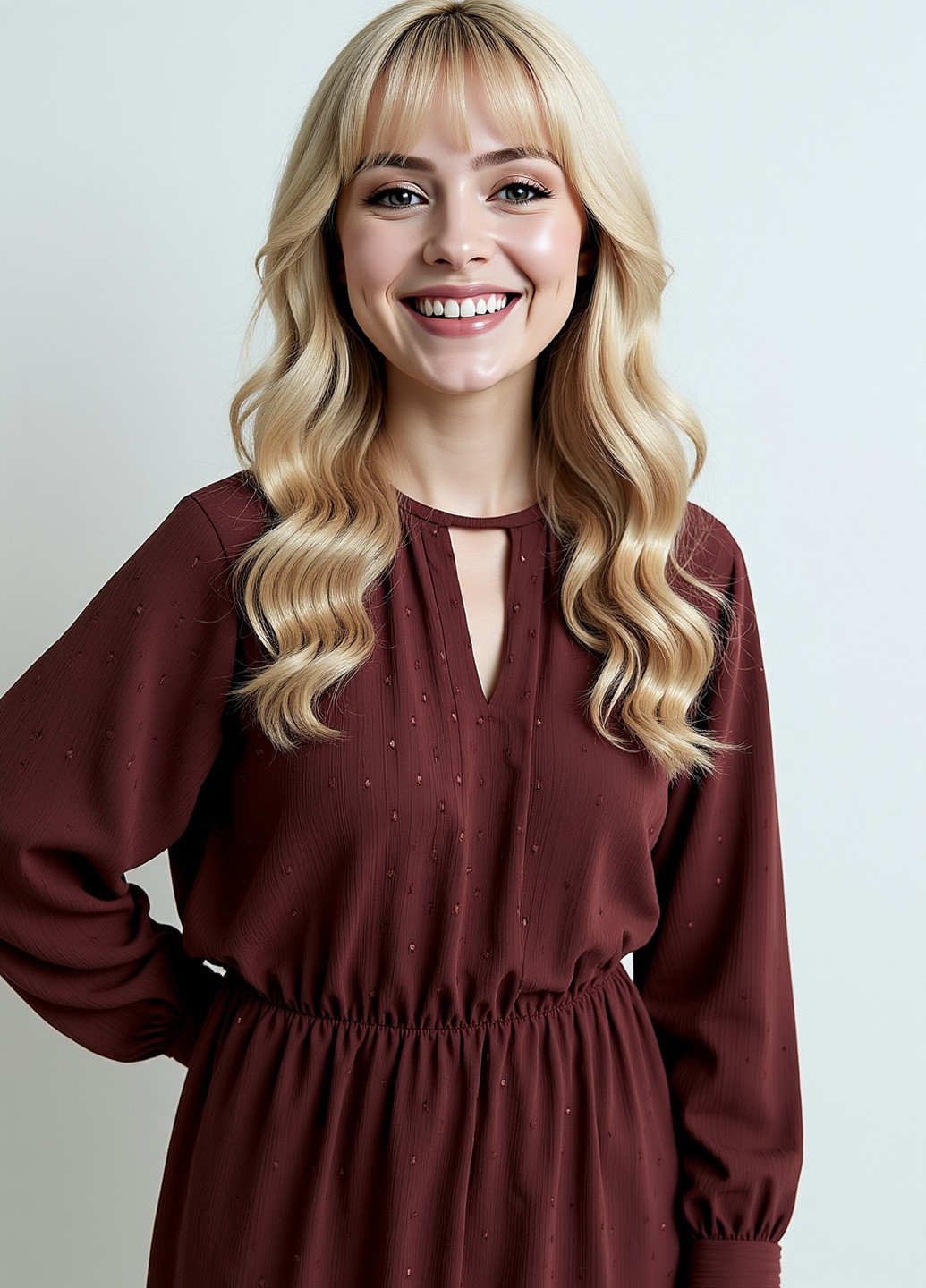 Светло-коричневое кэжуал платье клеш Reserved в горошек