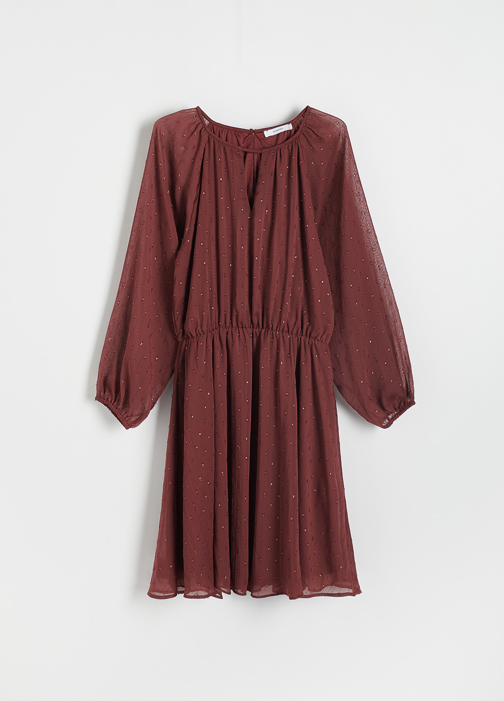 Светло-коричневое кэжуал платье клеш Reserved в горошек