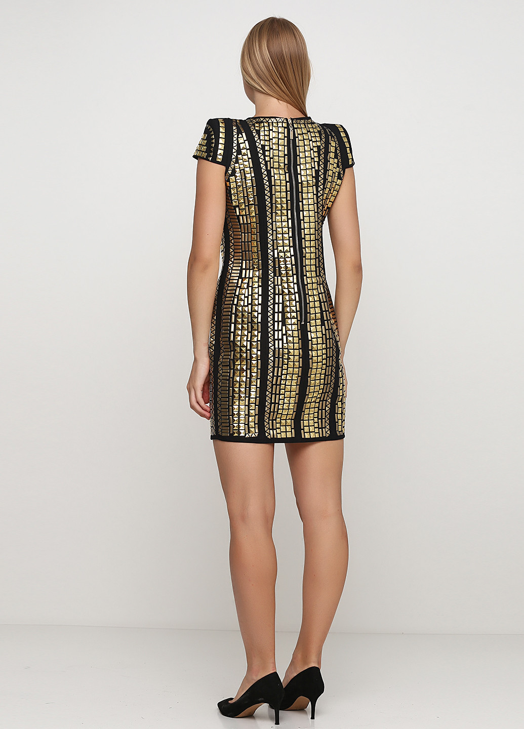 Золотистий коктейльна сукня футляр Mangano з геометричним візерунком