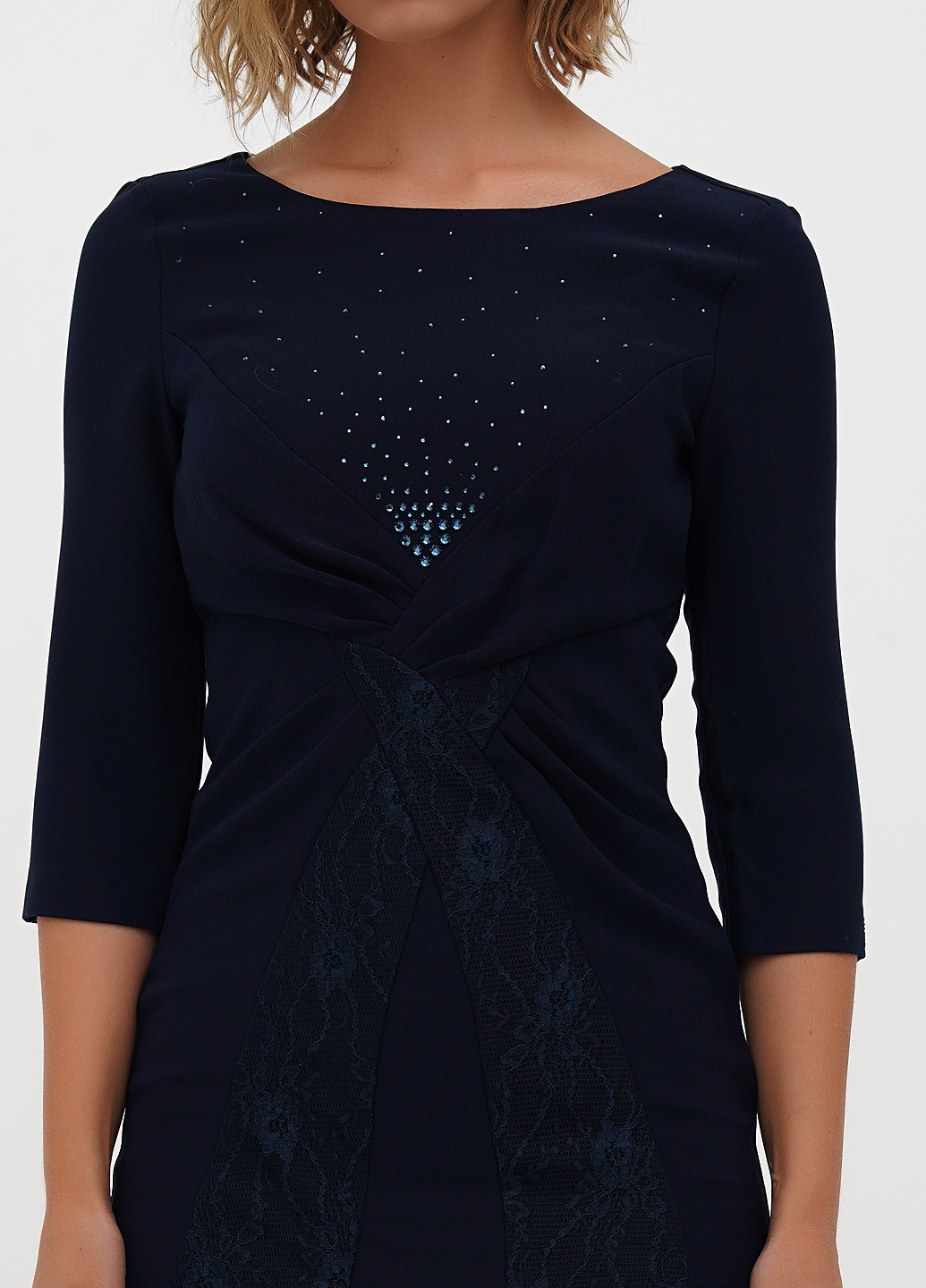 Темно-синя кежуал сукня силуетна Sassofono однотонна