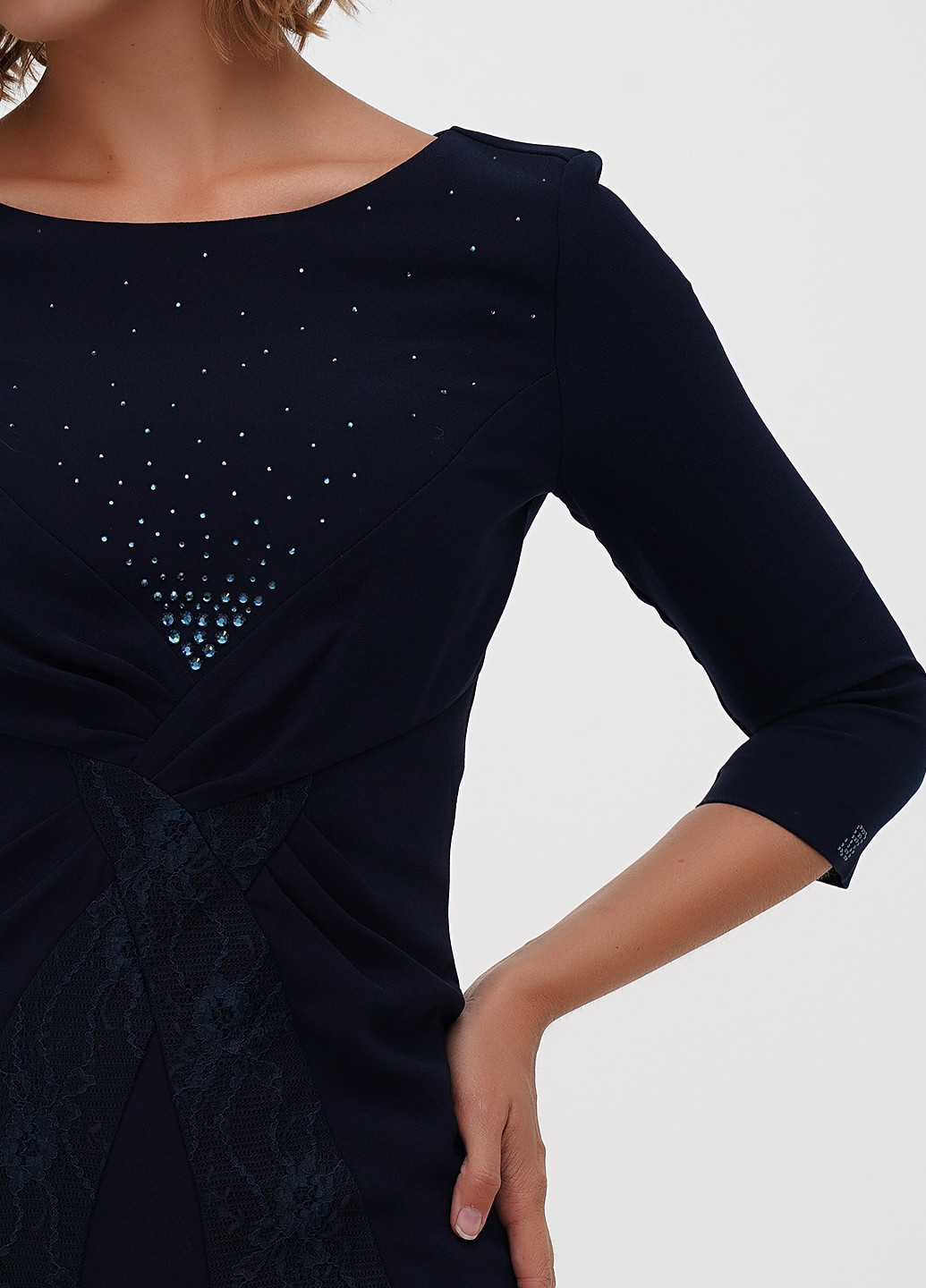 Темно-синя кежуал сукня силуетна Sassofono однотонна