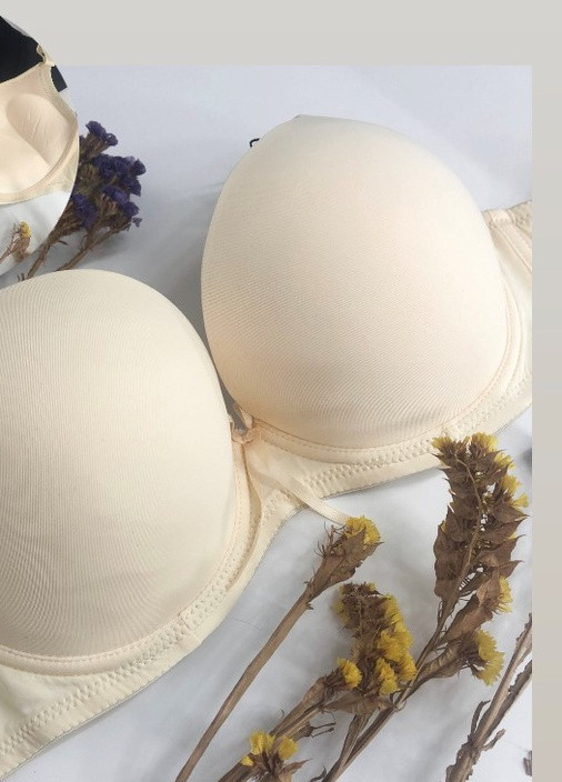 Бежевый поддерживающий бюстгальтер бежевый классика 3d тройной пуш ап супер 80сd 85cd 90cd для поднятия большой груди No Brand