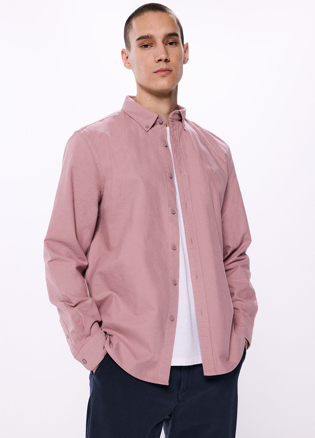 Розовая кэжуал, классическая рубашка однотонная Springfield
