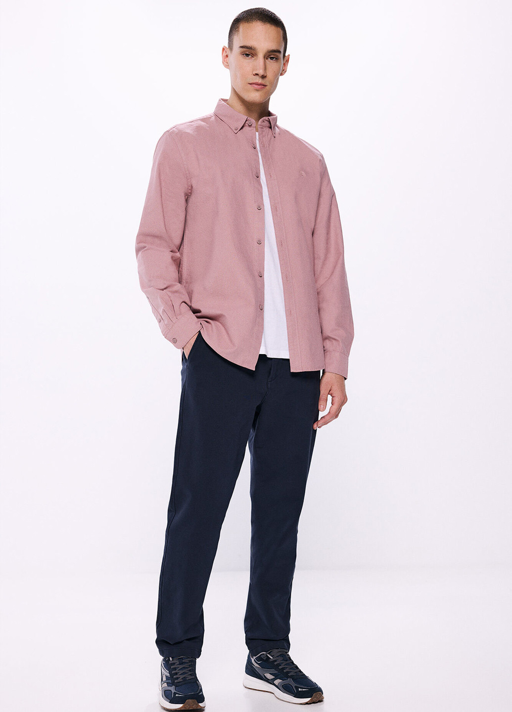 Розовая кэжуал, классическая рубашка однотонная Springfield