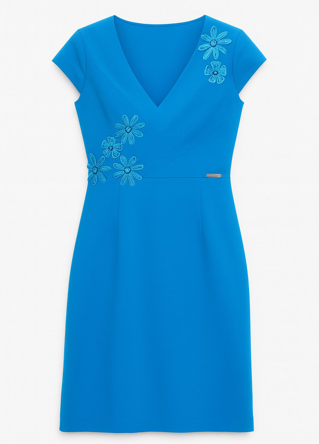 Блакитна кежуал сукня на запах, футляр Sassofono однотонна