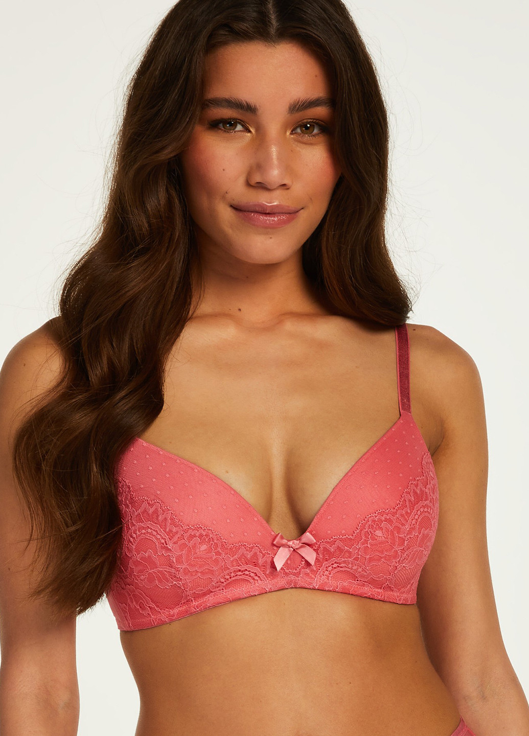 Коралловый бюстгальтер Hunkemoller без косточек полиамид, кружево