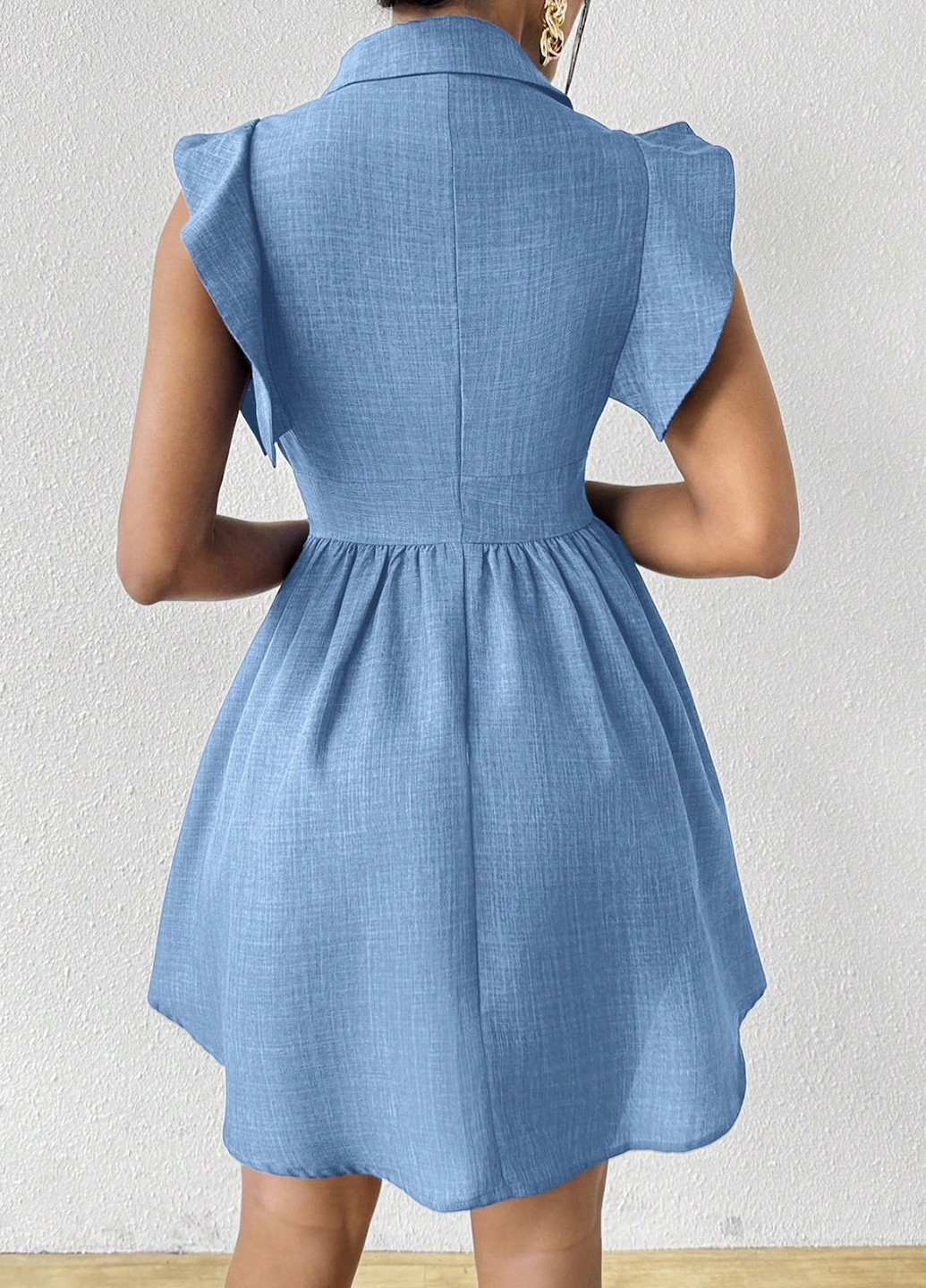 Голубое кэжуал платье клеш SHEIN меланжевое