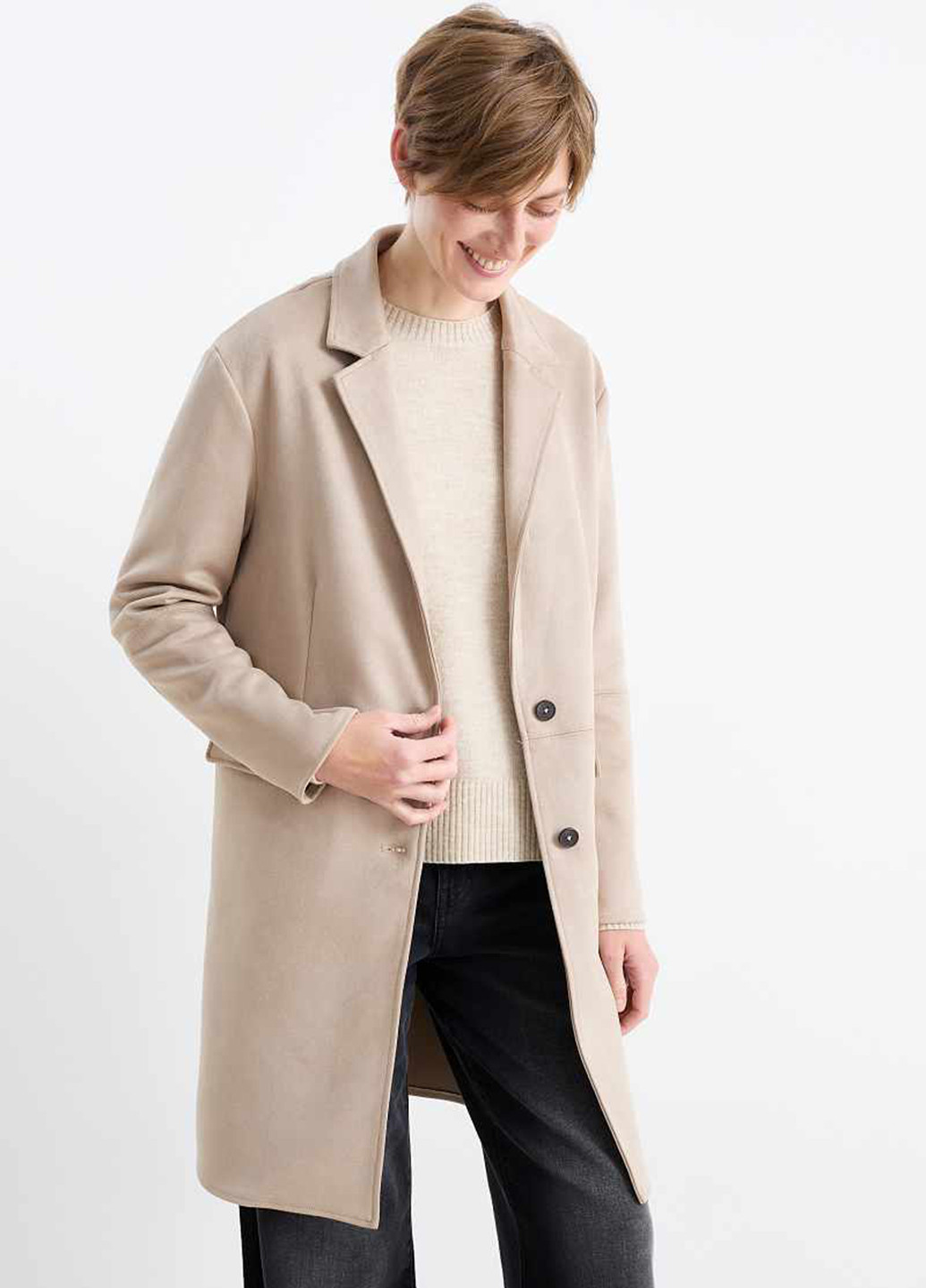 Бежевое демисезонное Пальто однобортное C&A