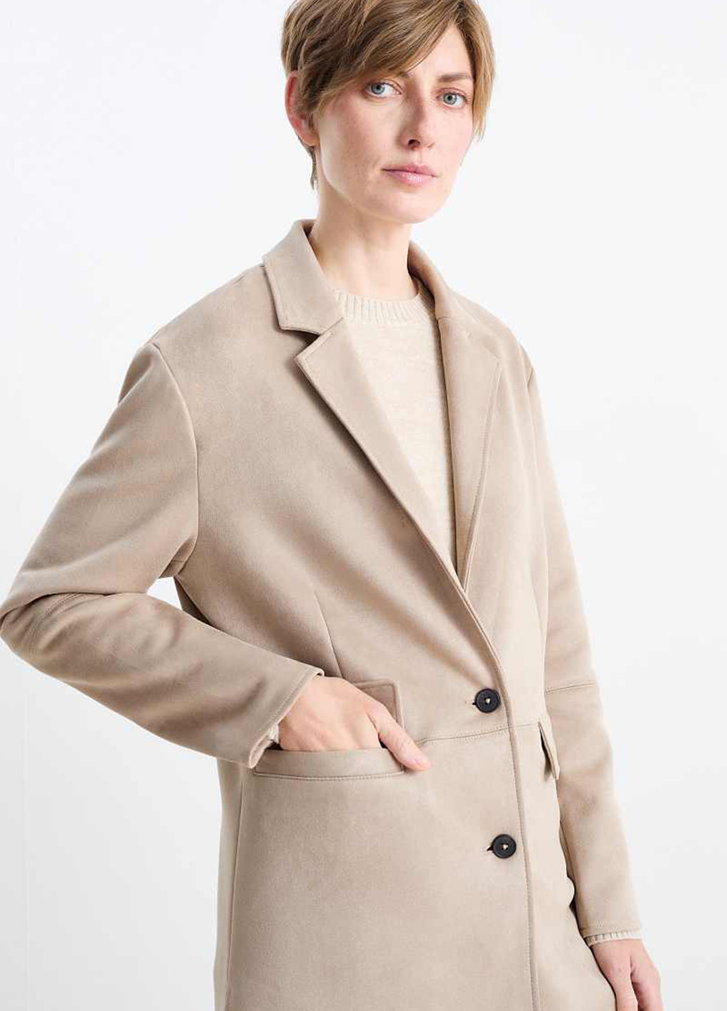 Бежевое демисезонное Пальто однобортное C&A