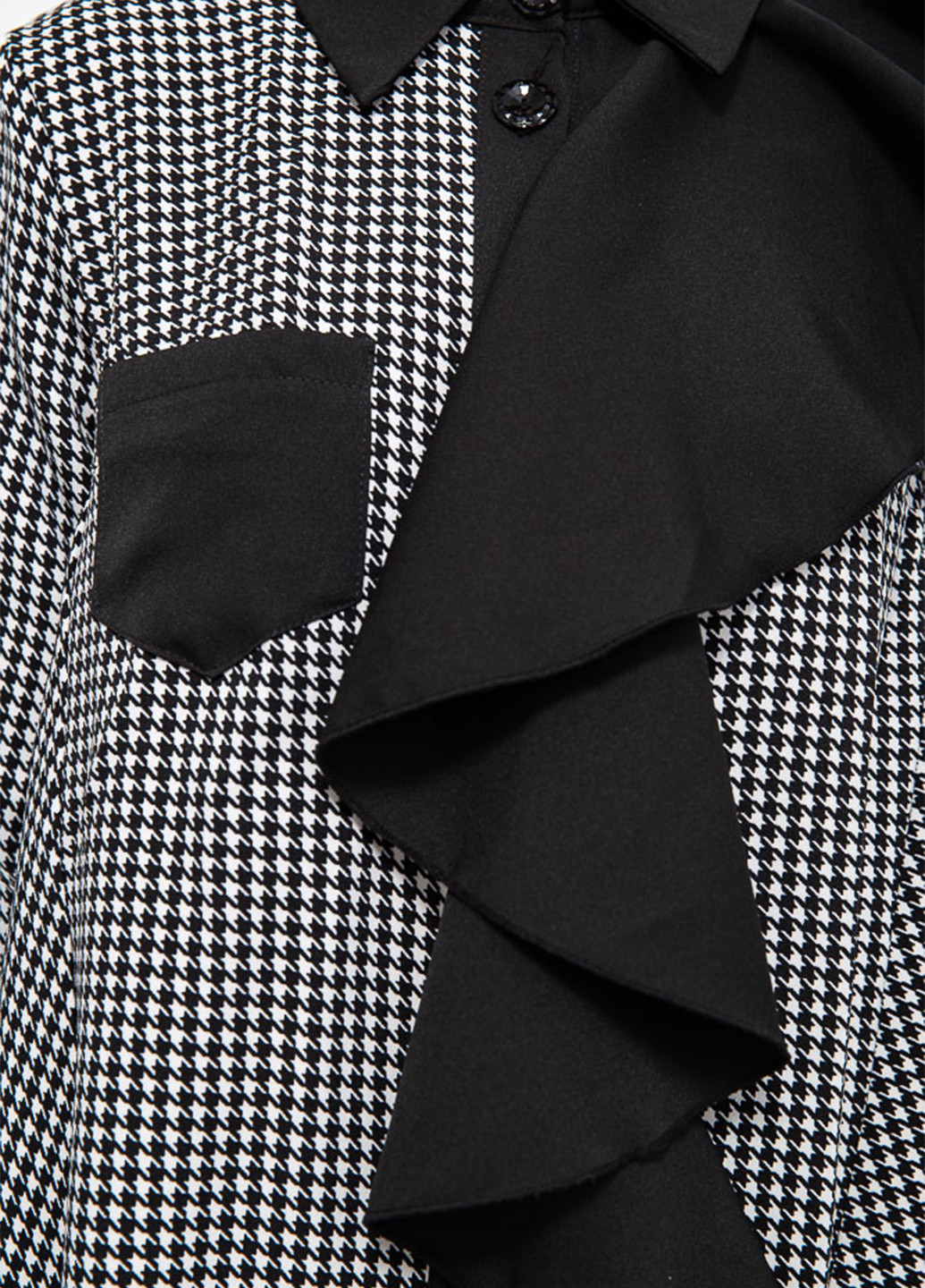 Черно-белое деловое платье рубашка Ager с узором пье-де-пуль «гусиная лапка»