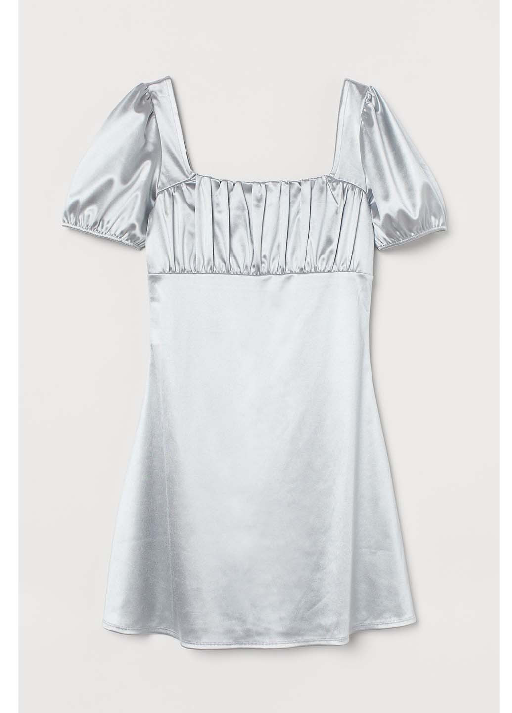 Светло-серое коктейльное платье в стиле ампир H&M однотонное