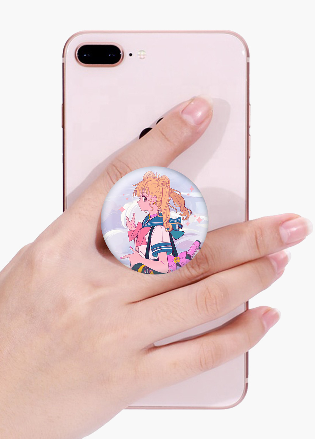 Попсокет (Popsockets) тримач для смартфону Сейлор Мун (Sailor Moon) (8754-2910) Чорний MobiPrint (229014746)