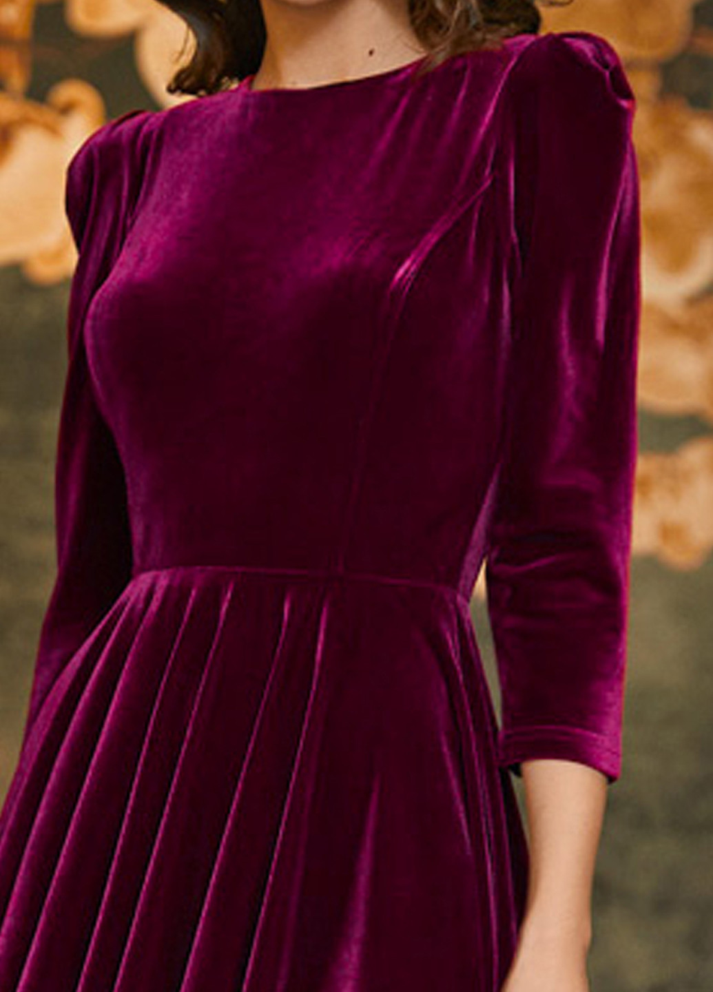 Бордовое кэжуал бордовое велюровое платье клеш SL.IRA однотонное