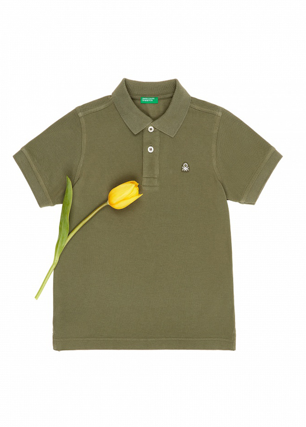 Оливковая (хаки) детская футболка-поло для мальчика United Colors of Benetton