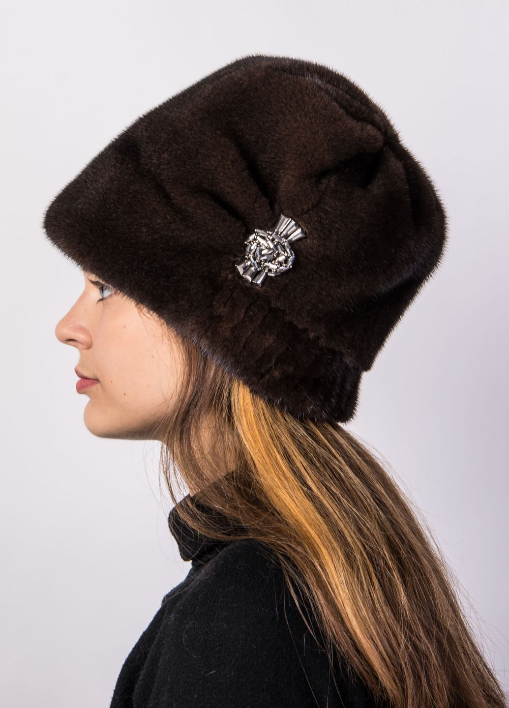 Женская норковая зимняя шапка -кубанка Меховой Стиль камелия (246392116)